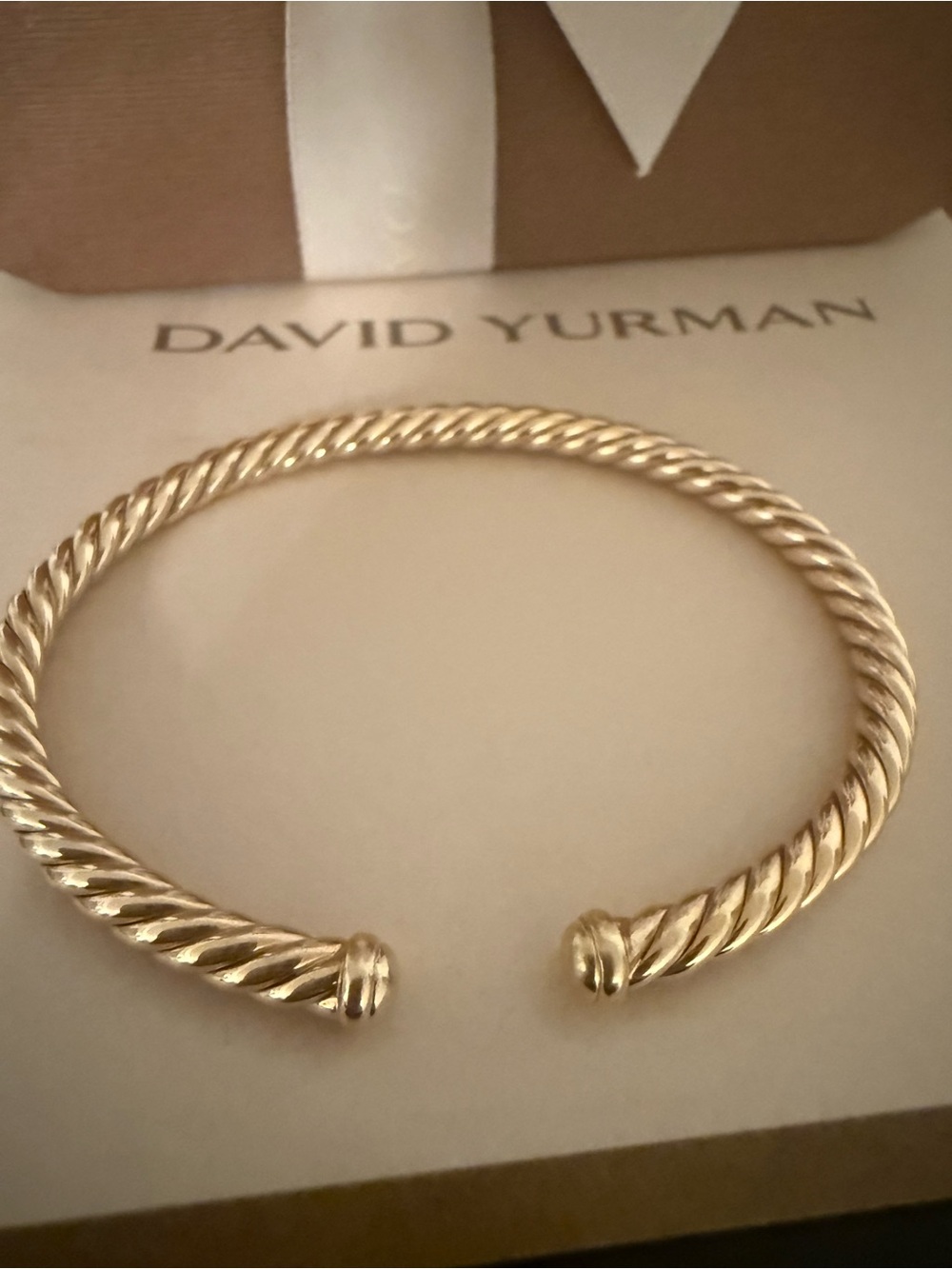 GORGEOUS David Yurman 18k Yellow Gold Cable Open Cuff Bracelet! - 4mm - Picture 2 of 10